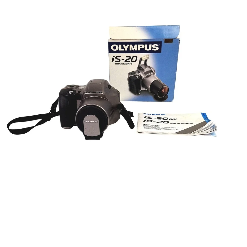Olympus IS-20 Quartzdate 35mm Film SLR Camera 28-110mm Zoom Lens with Box Manual